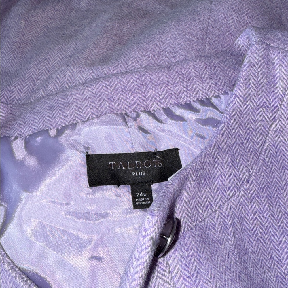 NWOT TALBOTS Bicolor Herringbone Shetland Jacket Lilac Wool - Picture 5 of 8